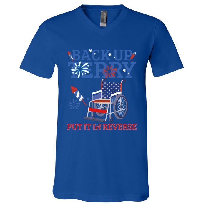 Back Up Terry Put It In Reverse 4th Of July Firework Us Flag Funny Gift V-Neck T-Shirt