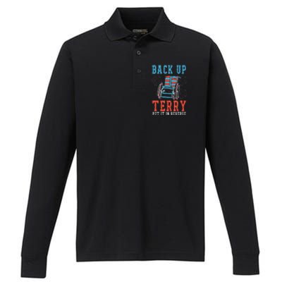 Back Up Terry Put It In Reverse Firework 4th Of July Performance Long Sleeve Polo