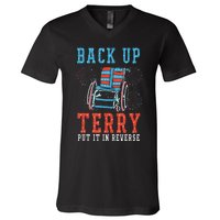 Back Up Terry Put It In Reverse Firework 4th Of July V-Neck T-Shirt