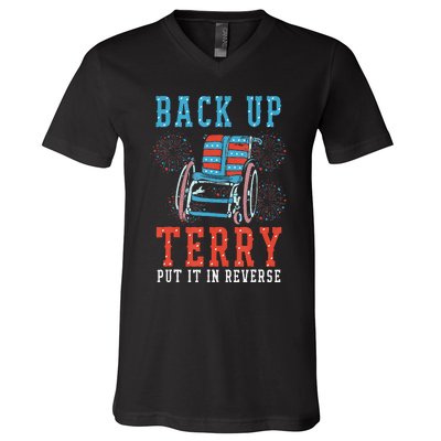 Back Up Terry Put It In Reverse Firework 4th Of July V-Neck T-Shirt