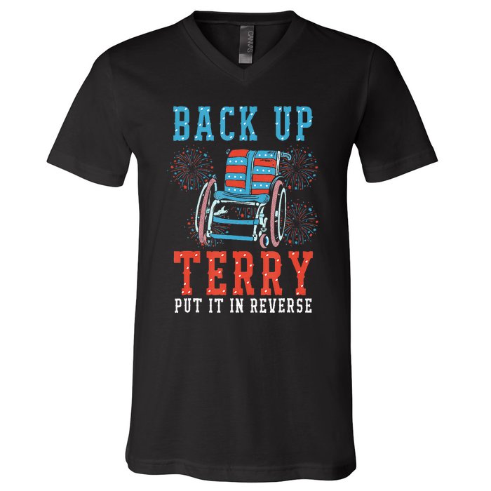 Back Up Terry Put It In Reverse Firework 4th Of July V-Neck T-Shirt