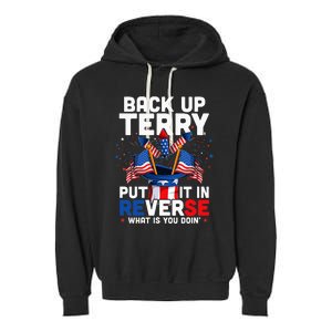 Back Up Terry Put It In Reverse Funny July 4th Firework Garment-Dyed Fleece Hoodie