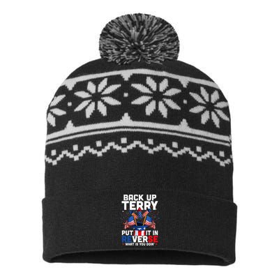 Back Up Terry Put It In Reverse Funny July 4th Firework USA-Made Snowflake Beanie