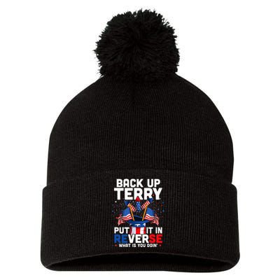 Back Up Terry Put It In Reverse Funny July 4th Firework Pom Pom 12in Knit Beanie