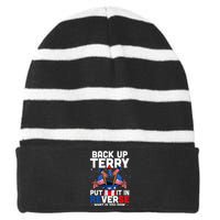 Back Up Terry Put It In Reverse Funny July 4th Firework Striped Beanie with Solid Band