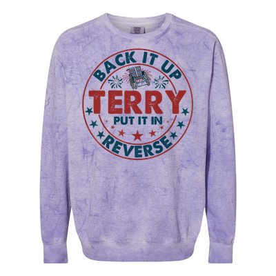 Back Up Terry Put It In Reverse Firework Vintage 4th Of July Colorblast Crewneck Sweatshirt