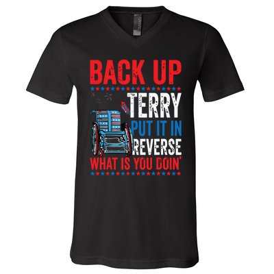 Back Up Terry Put It In Reverse Firework 4th Of July V-Neck T-Shirt