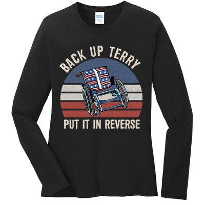 Back Up Terry Put It In Reverse Firework Vintage 4th Of July Ladies Long Sleeve Shirt