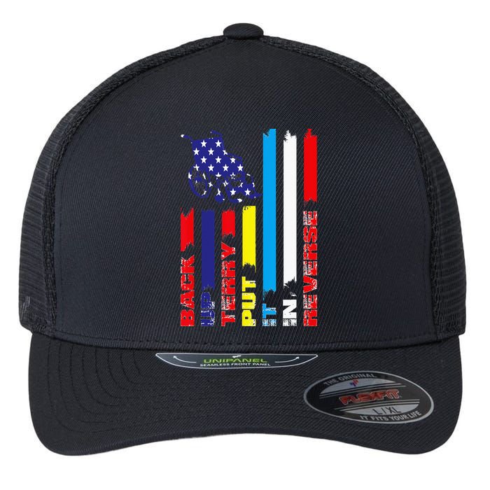 Back Up Terry Put It In Reverse Firework flag 4th Of July Flexfit Unipanel Trucker Cap