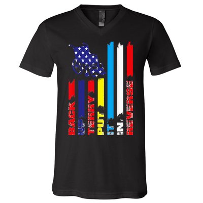 Back Up Terry Put It In Reverse Firework flag 4th Of July V-Neck T-Shirt