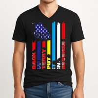 Back Up Terry Put It In Reverse Firework flag 4th Of July V-Neck T-Shirt