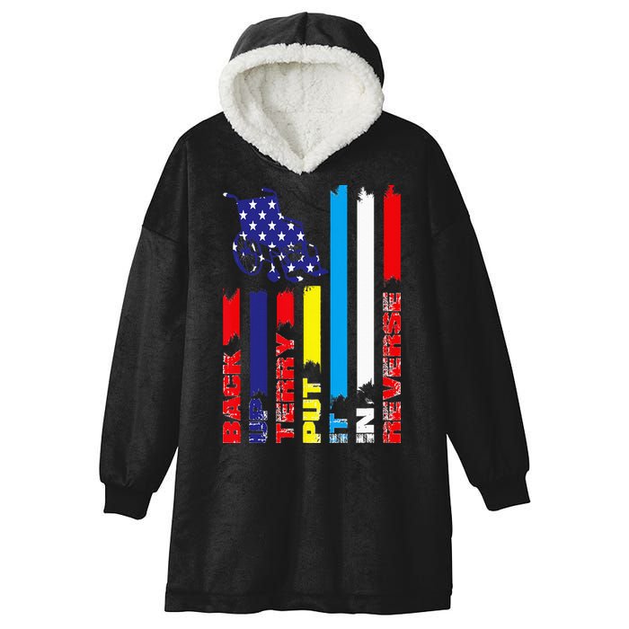 Back Up Terry Put It In Reverse Firework flag 4th Of July Hooded Wearable Blanket