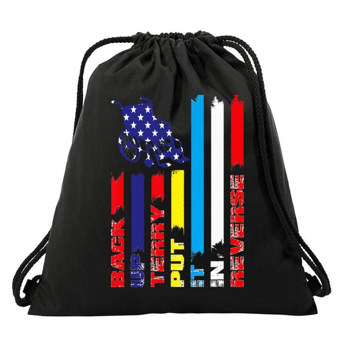 Back Up Terry Put It In Reverse Firework flag 4th Of July Drawstring Bag