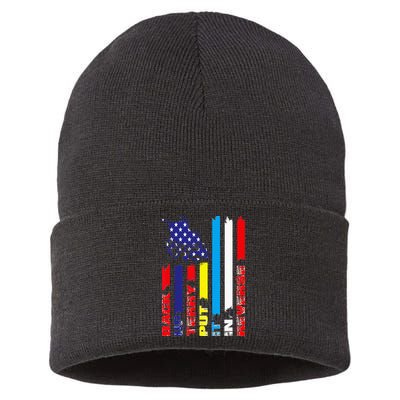 Back Up Terry Put It In Reverse Firework flag 4th Of July Sustainable Knit Beanie