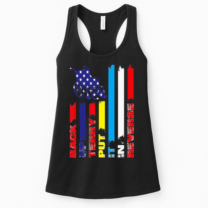 Back Up Terry Put It In Reverse Firework flag 4th Of July Womens Tank Top