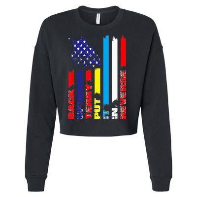 Back Up Terry Put It In Reverse Firework flag 4th Of July Cropped Pullover Crew