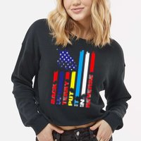 Back Up Terry Put It In Reverse Firework flag 4th Of July Cropped Pullover Crew