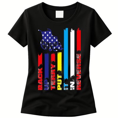 Back Up Terry Put It In Reverse Firework flag 4th Of July Womens T-Shirt