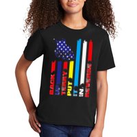 Back Up Terry Put It In Reverse Firework flag 4th Of July Kids T-Shirt