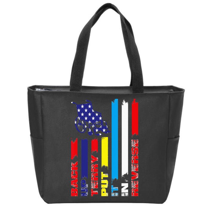 Back Up Terry Put It In Reverse Firework flag 4th Of July Zip Tote Bag