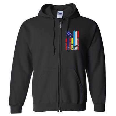 Back Up Terry Put It In Reverse Firework flag 4th Of July Full Zip Hoodie