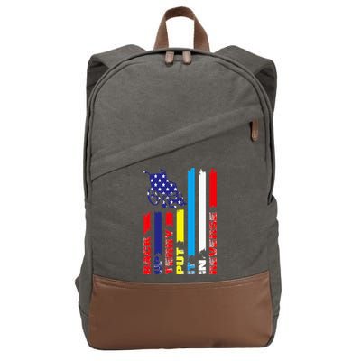 Back Up Terry Put It In Reverse Firework flag 4th Of July Cotton Canvas Backpack