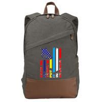 Back Up Terry Put It In Reverse Firework flag 4th Of July Cotton Canvas Backpack
