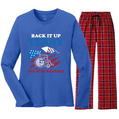 Back Up Terry Put It In Reverse 4th Of July Funny Patriotic Gift Women's Long Sleeve Flannel Pajama Set 