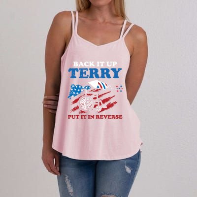 Back Up Terry Put It In Reverse 4th Of July Funny Patriotic Gift Women's Strappy Tank