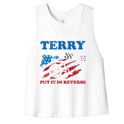 Back Up Terry Put It In Reverse 4th Of July Funny Patriotic Gift Women's Racerback Cropped Tank