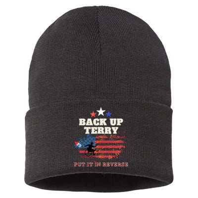 Back Up Terry Put It In Reverse Firework Funny 4th Of July Sustainable Knit Beanie