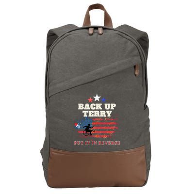 Back Up Terry Put It In Reverse Firework Funny 4th Of July Cotton Canvas Backpack
