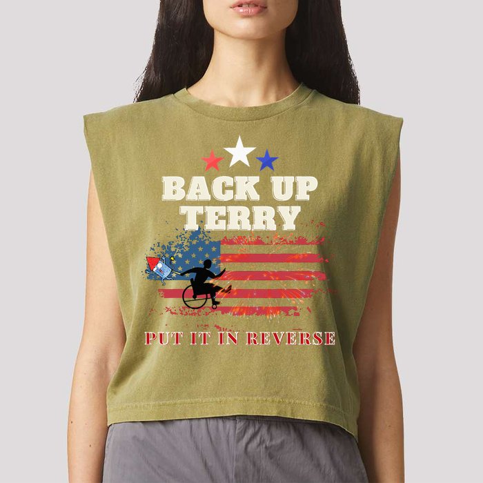 Back Up Terry Put It In Reverse Firework Funny 4th Of July Garment-Dyed Women's Muscle Tee
