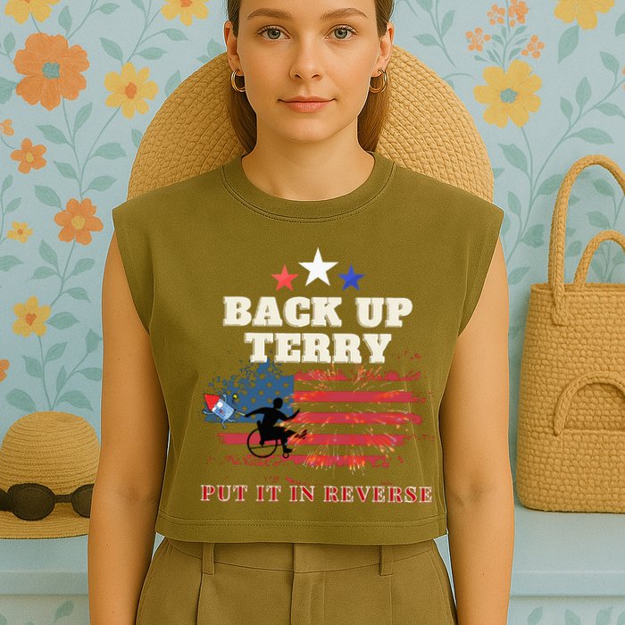 Back Up Terry Put It In Reverse Firework Funny 4th Of July Garment-Dyed Women's Muscle Tee
