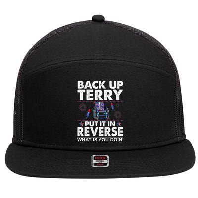 Back Up Terry Put It In Reverse Firework Funny 4th Of July 7 Panel Mesh Trucker Snapback Hat