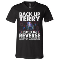 Back Up Terry Put It In Reverse Firework Funny 4th Of July V-Neck T-Shirt