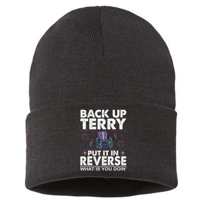 Back Up Terry Put It In Reverse Firework Funny 4th Of July Sustainable Knit Beanie