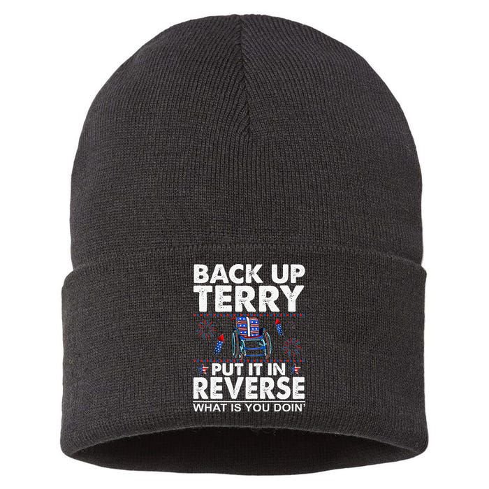 Back Up Terry Put It In Reverse Firework Funny 4th Of July Sustainable Knit Beanie
