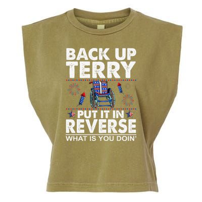 Back Up Terry Put It In Reverse Firework Funny 4th Of July Garment-Dyed Women's Muscle Tee