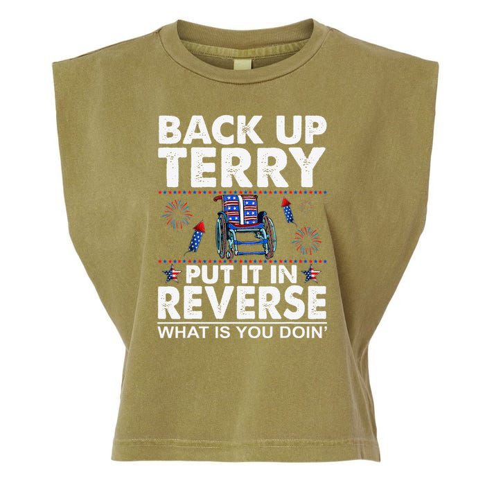 Back Up Terry Put It In Reverse Firework Funny 4th Of July Garment-Dyed Women's Muscle Tee