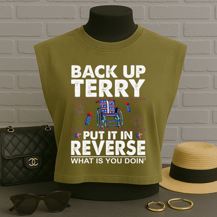 Back Up Terry Put It In Reverse Firework Funny 4th Of July Garment-Dyed Women's Muscle Tee
