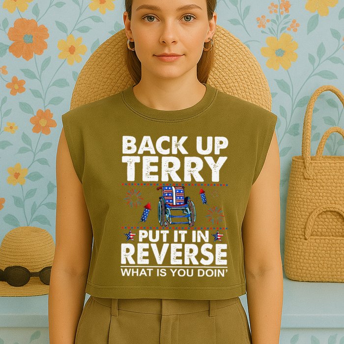 Back Up Terry Put It In Reverse Firework Funny 4th Of July Garment-Dyed Women's Muscle Tee