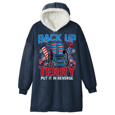 Back Up Terry Put It In Reverse Funny 4th Of July Fireworks Hooded Wearable Blanket