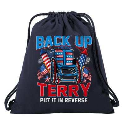 Back Up Terry Put It In Reverse Funny 4th Of July Fireworks Drawstring Bag