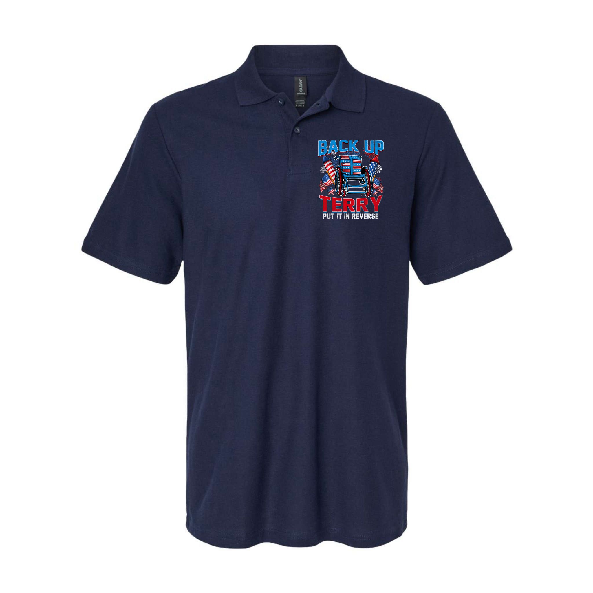 Back Up Terry Put It In Reverse Funny 4th Of July Fireworks Polo