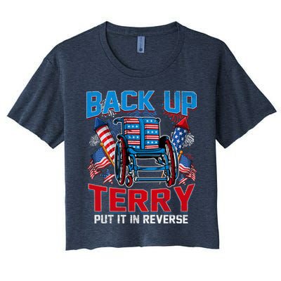 Back Up Terry Put It In Reverse Funny 4th Of July Fireworks Crop Top