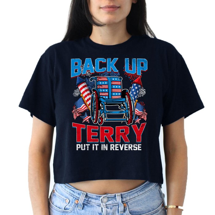 Back Up Terry Put It In Reverse Funny 4th Of July Fireworks Crop Top