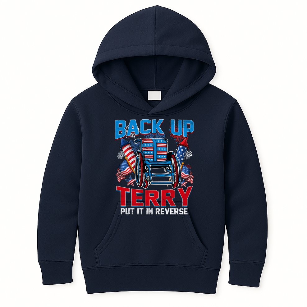 Back Up Terry Put It In Reverse Funny 4th Of July Fireworks Kids Hoodie