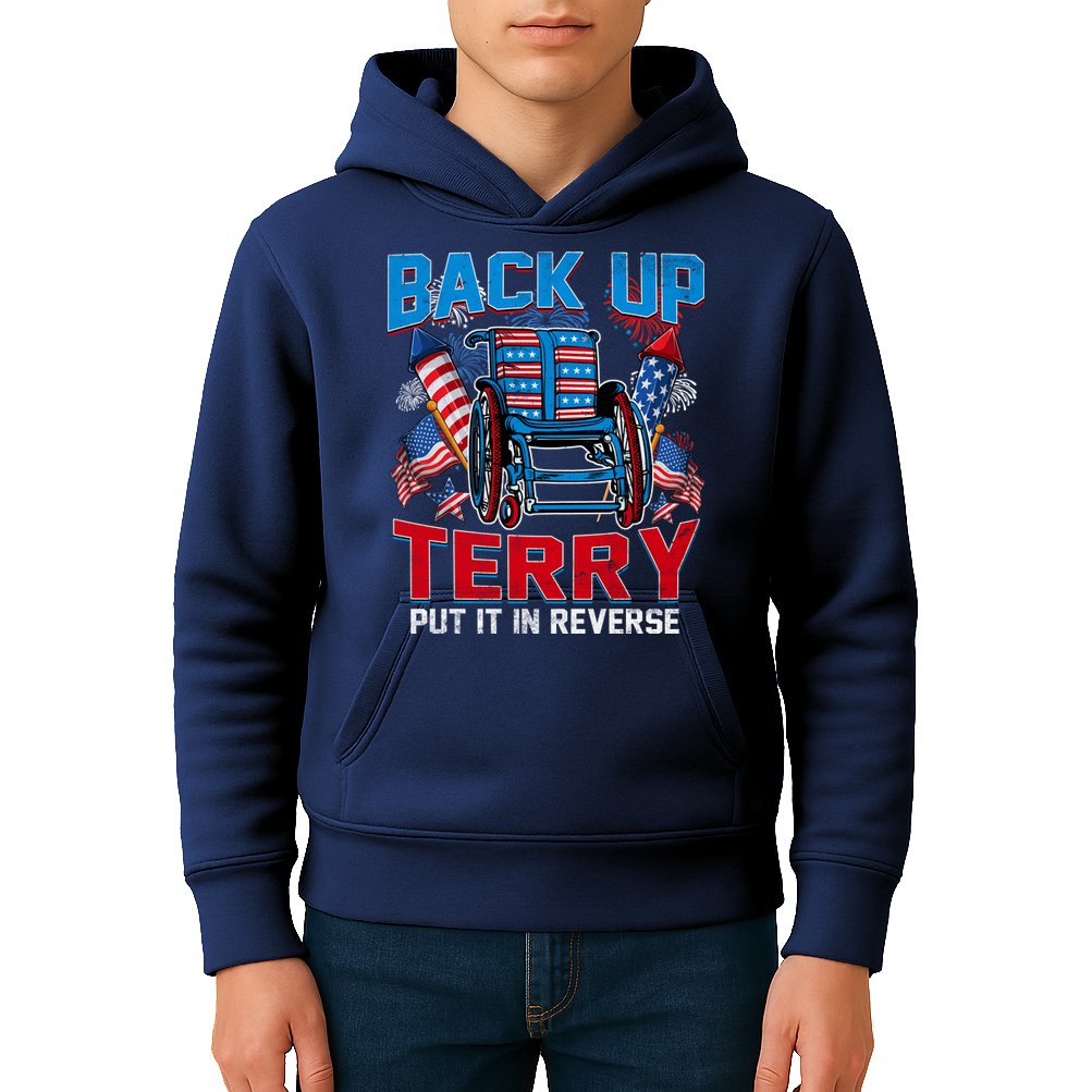 Back Up Terry Put It In Reverse Funny 4th Of July Fireworks Kids Hoodie