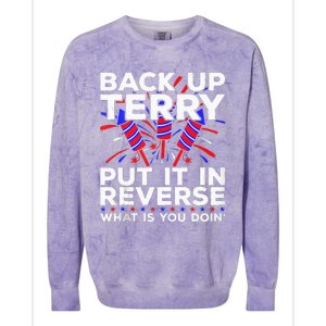 Back Up Terry Put It In Reverse Funny July 4th Firework Meme Colorblast Crewneck Sweatshirt